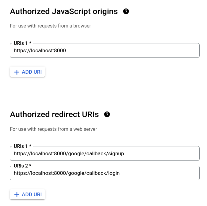 Google credentials setup